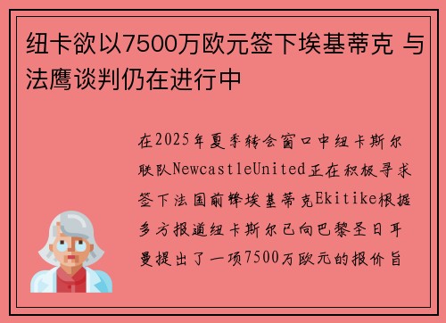 纽卡欲以7500万欧元签下埃基蒂克 与法鹰谈判仍在进行中